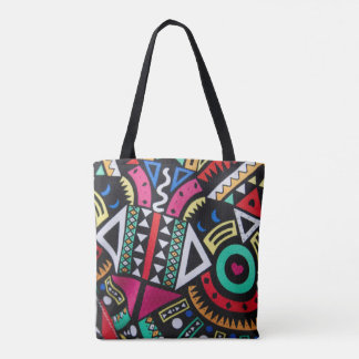 Vibrant Afro-Centric Geometric Pattern – Bold Trib トートバッグ