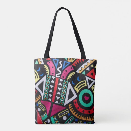 Vibrant Afro-Centric Geometric Pattern – Bold Trib トートバッグ (裏面)