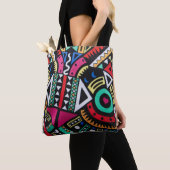 Vibrant Afro-Centric Geometric Pattern – Bold Trib トートバッグ (クローズアップ)