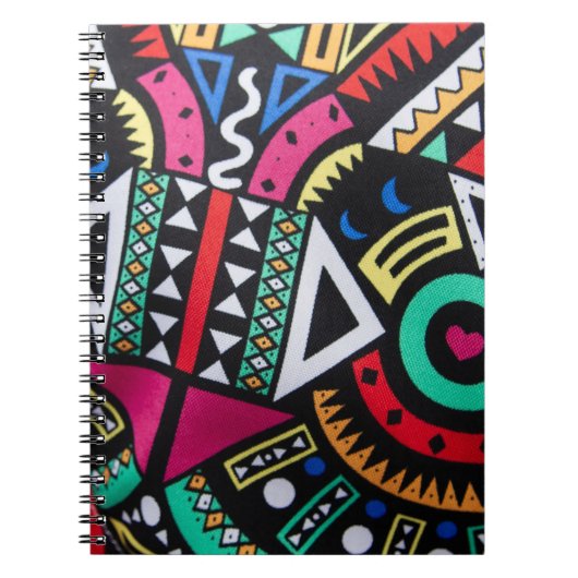 Vibrant Afro-Centric Geometric Pattern – Bold Trib ノートブック (正面)