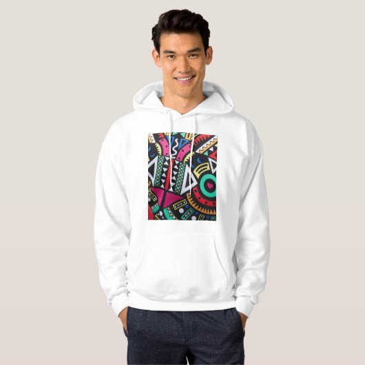 Vibrant Afro-Centric Geometric Pattern – Bold Trib パーカ (正面フル)