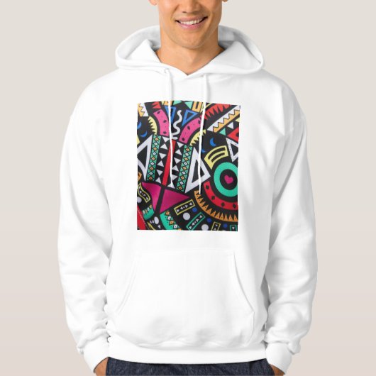 Vibrant Afro-Centric Geometric Pattern – Bold Trib パーカ (正面)