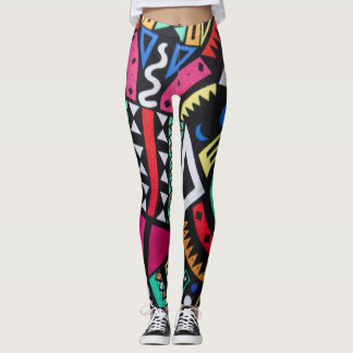 Vibrant Afro-Centric Geometric Pattern – Bold Trib レギンス