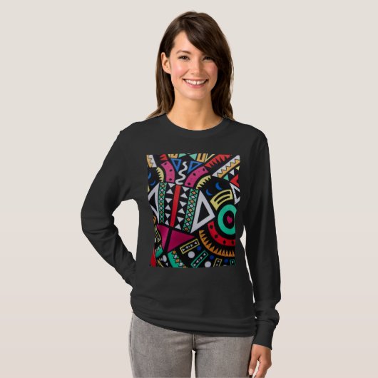 Vibrant Afro-Centric Geometric Pattern – Bold Trib Tシャツ (正面フル)
