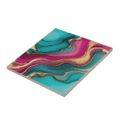 Vibrant Alcohol Ink Abstract Teal Magenta Gold タイル (側面)