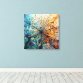 Vibrant Alcohol Ink Spiderweb Abstract キャンバスプリント (インサイチュ (ウッドフロア))