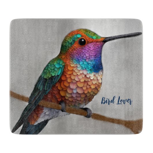 Vibrant Allen’s Hummingbird Painting カッティングボード (正面)
