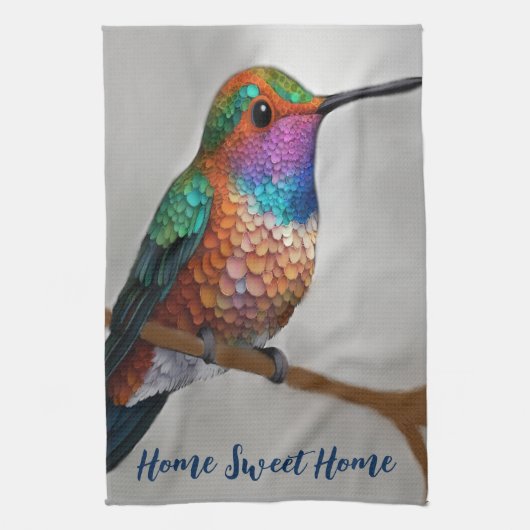Vibrant Allen’s Hummingbird Painting キッチンタオル (縦)