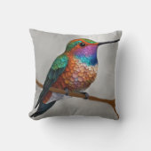 Vibrant Allen’s Hummingbird Painting クッション (正面)