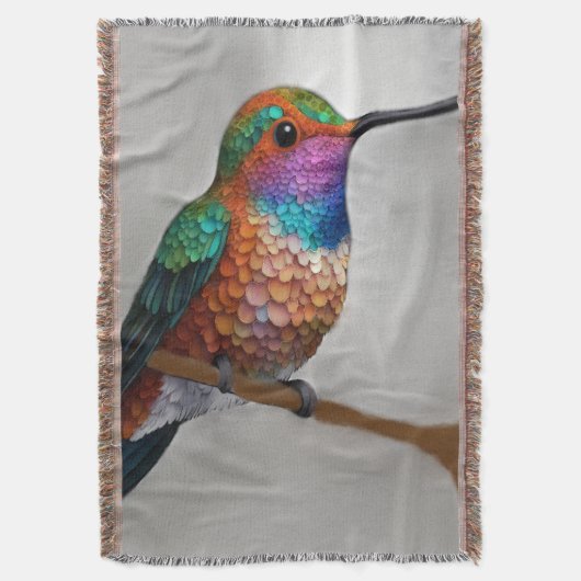 Vibrant Allen’s Hummingbird Painting スローブランケット (正面縦)