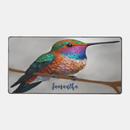 Vibrant Allen’s Hummingbird Painting デスクマット