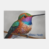 Vibrant Allen’s Hummingbird Painting ドアマット (正面)