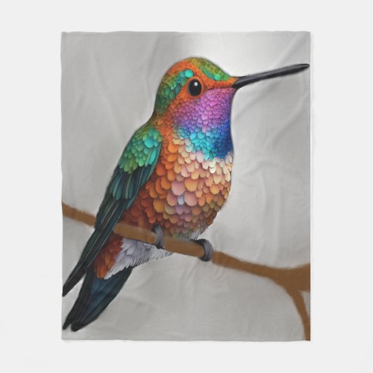 Vibrant Allen’s Hummingbird Painting フリースブランケット (正面)
