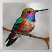 Vibrant Allen’s Hummingbird Painting ポスター (正面)