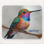 Vibrant Allen’s Hummingbird Painting マウスパッド (正面)
