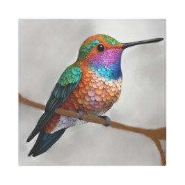 Vibrant Allen’s Hummingbird Painting メタルプリント