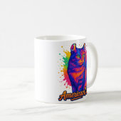 Vibrant American Curl Cat Pop Art Illustration コーヒーマグカップ (正面右)