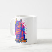 Vibrant American Curl Cat Pop Art Illustration コーヒーマグカップ (正面左)