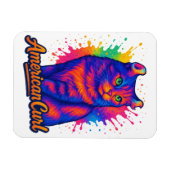Vibrant American Curl Cat Pop Art Illustration マグネット (横)