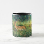 Vibrant Anime Deer in Tall Grass Forest Scene マグカップ (中央)
