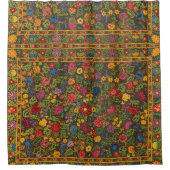 Vibrant Antique Botanical Garden Pattern シャワーカーテン (正面)