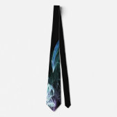 Vibrant Aqua Blue Green Flame Art Black Tie ネクタイ (正面)