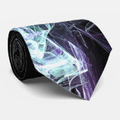 Vibrant Aqua Blue Green Flame Art Black Tie ネクタイ (ロール)