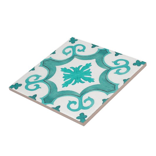 Vibrant aqua blue moroccan mediterranean style タイル (側面)