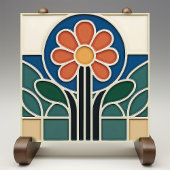Vibrant Art Nouveau Daisy Floral Tile タイル
