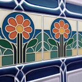 Vibrant Art Nouveau Daisy Floral Tile タイル