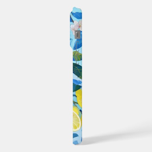 Vibrant art of blue lemon flowers iPhoneケース (左側面)