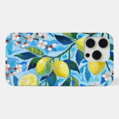 Vibrant art of blue lemon flowers iPhoneケース (裏面横)