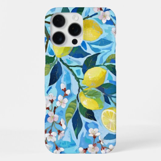 Vibrant art of blue lemon flowers iPhoneケース (裏面)