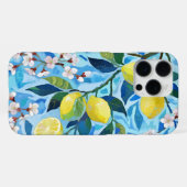 Vibrant art of blue lemon flowers iPhoneケース (裏面横)