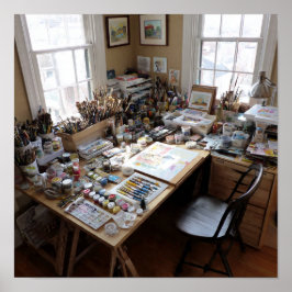 Vibrant Art Studio - クリエイティブカオス全景 ポスター