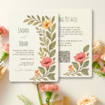 Vibrant Autumn Botanical Floral Wedding QR Code