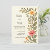Vibrant Autumn Botanical Floral Wedding QR Code 招待状 (スタンド正面)