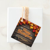 Vibrant Autumn Leaves Rustic Wood Thanksgiving フェイバータグ (インサイチュ)
