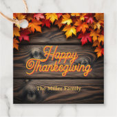 Vibrant Autumn Leaves Rustic Wood Thanksgiving フェイバータグ (正面)