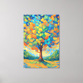Vibrant Autumn Tree in Swirling Colors キャンバスプリント (正面)