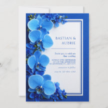 Vibrant Azure Blue Botanical Orchid Wedding
