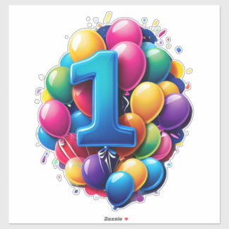 Vibrant Balloon Cluster With Large Number One シール