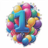 Vibrant Balloon Cluster With Large Number One シール (正面)