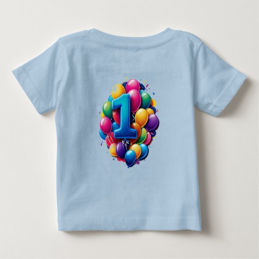 Vibrant Balloon Cluster With Large Number One ベビーTシャツ (裏面)