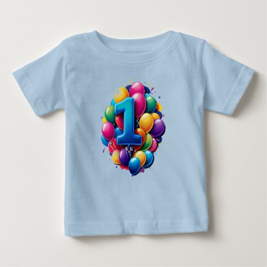 Vibrant Balloon Cluster With Large Number One ベビーTシャツ (正面)