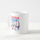 Vibrant Baseball Bow MAMA - かわいい試合の日 コーヒーマグカップ (正面左)