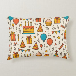 Vibrant Birthday Party Seamless Pattern アクセントクッション