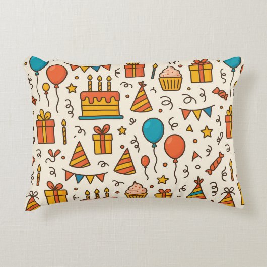 Vibrant Birthday Party Seamless Pattern アクセントクッション (正面)