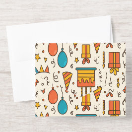 Vibrant Birthday Party Seamless Pattern オールインワン招待状