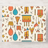 Vibrant Birthday Party Seamless Pattern オールインワン招待状 (背面)